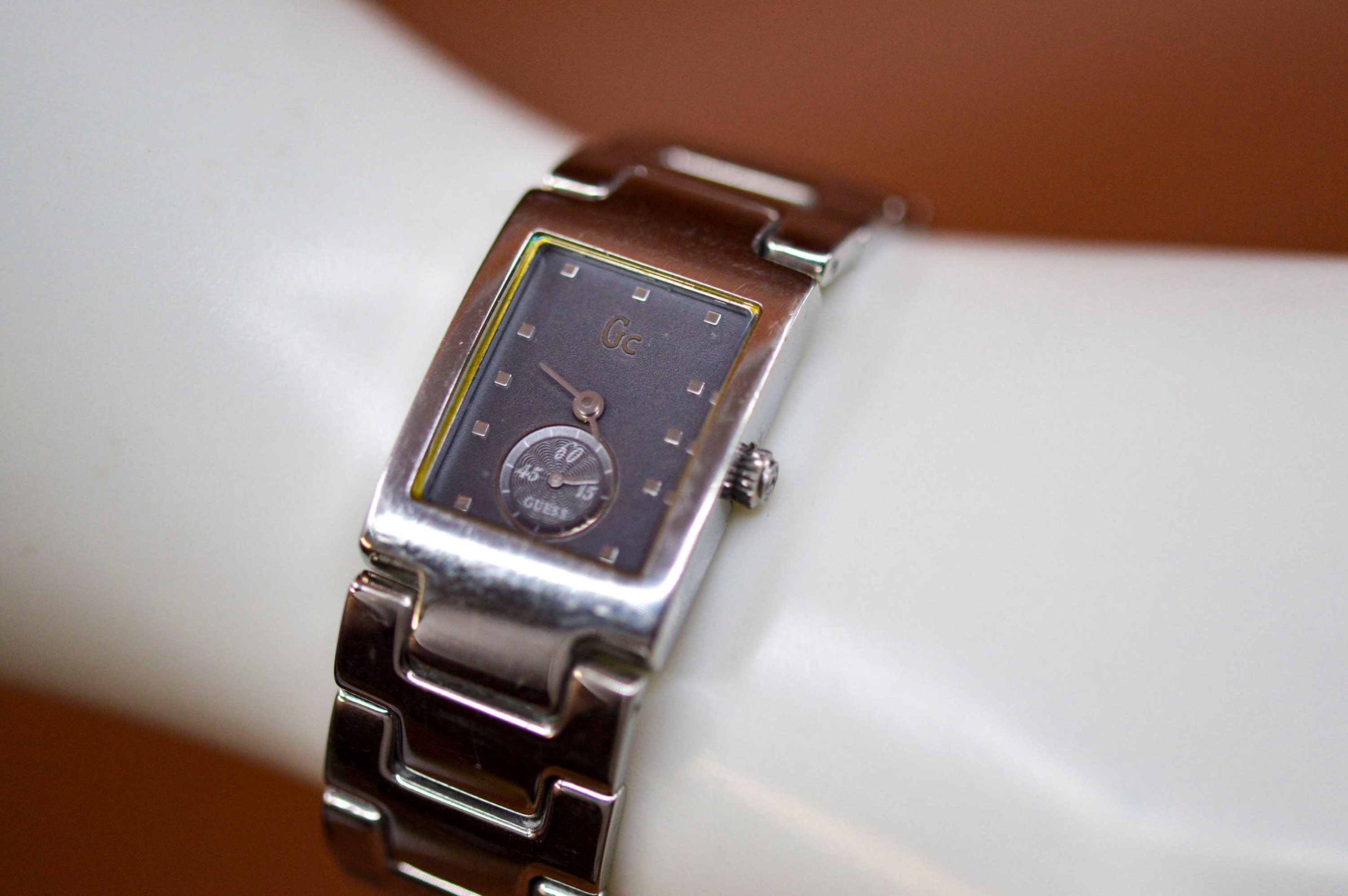 Guess Collection silver tone gray dial sub dial second hand womens wrist watch