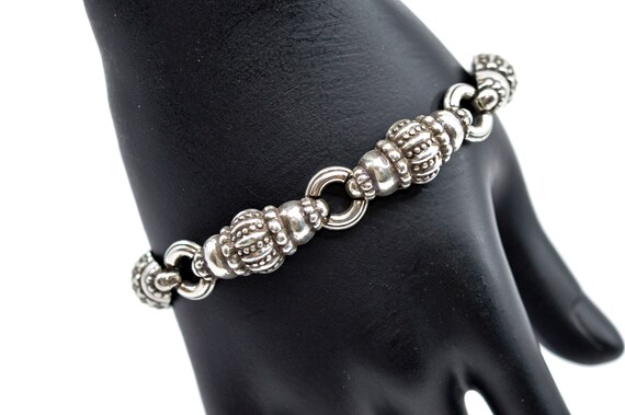 Silver tone , womens, mens. bracelet, marked "B" - image 7