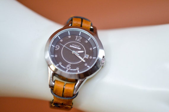 Timex Expedition Indiglo Function Silver Tone With Brown Dial
