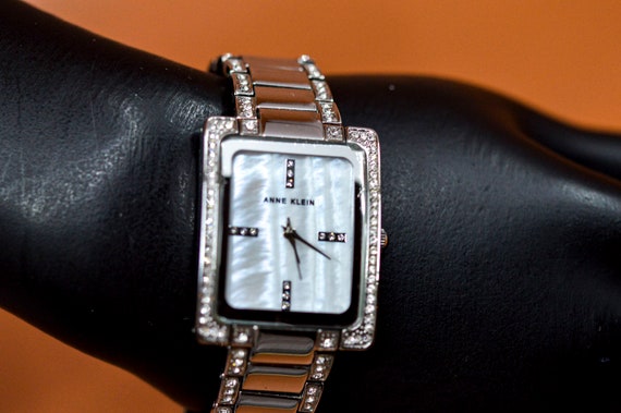 Anne Klein Womens Watch Silver Tone Mesh Bracelet MOP Dial Swarovski Crystals Anne Klein New York 12/2309SVSV Swarovski Crystal Mesh Band  main image 3