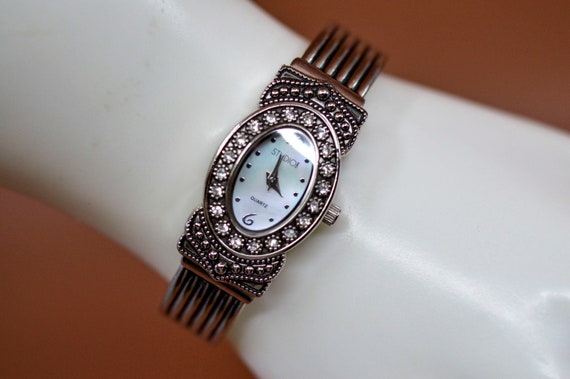 Studio Cuff Etsy Quartz Silver Womens - Watch Time Tone Fashion