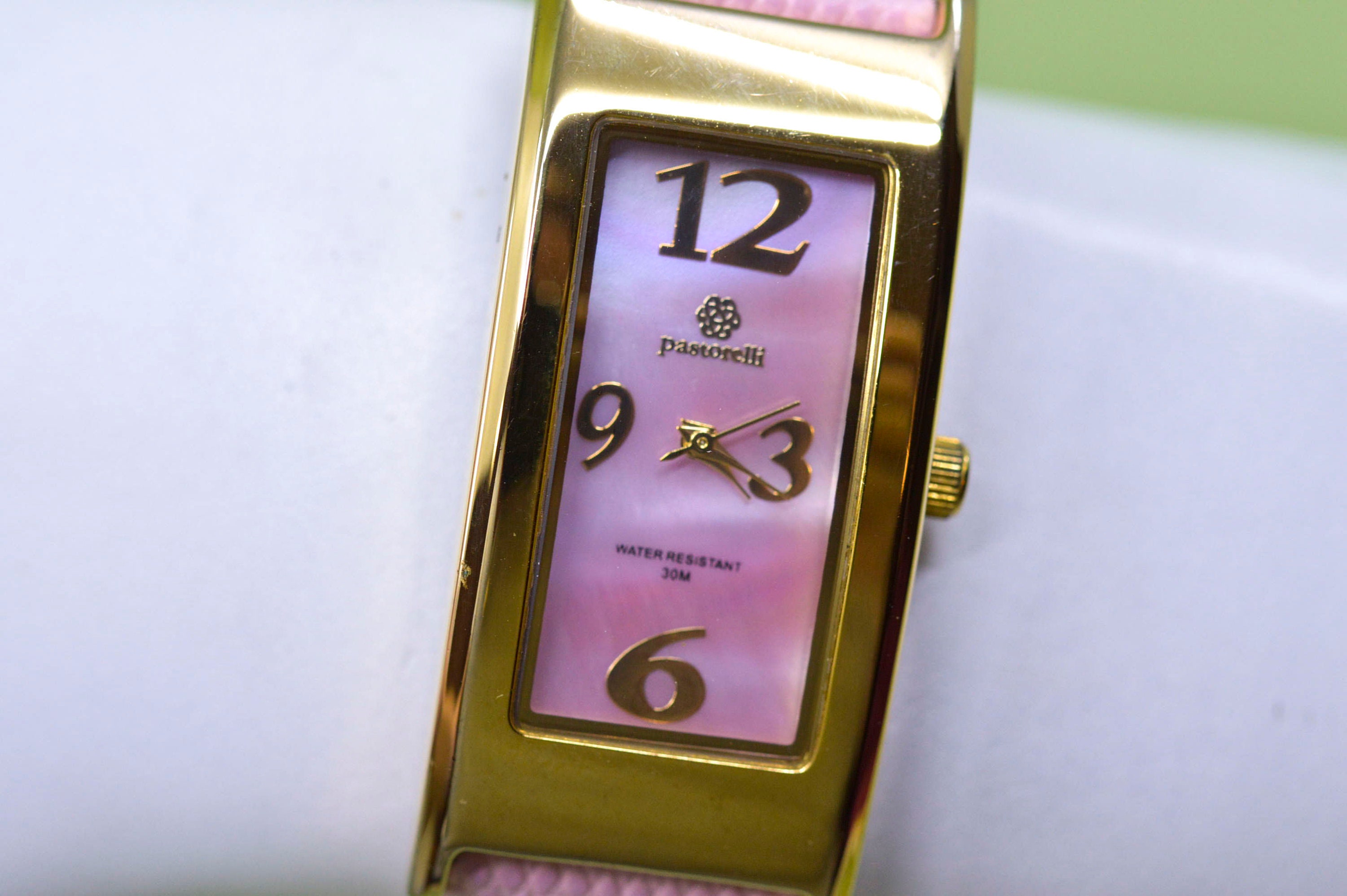 Ladies Pastorelli Rectangular Watch Pink Leather Band & Water Resistant 30M Accurist Rectangle Ladies Watch (71010) | Rectangle  main image 2