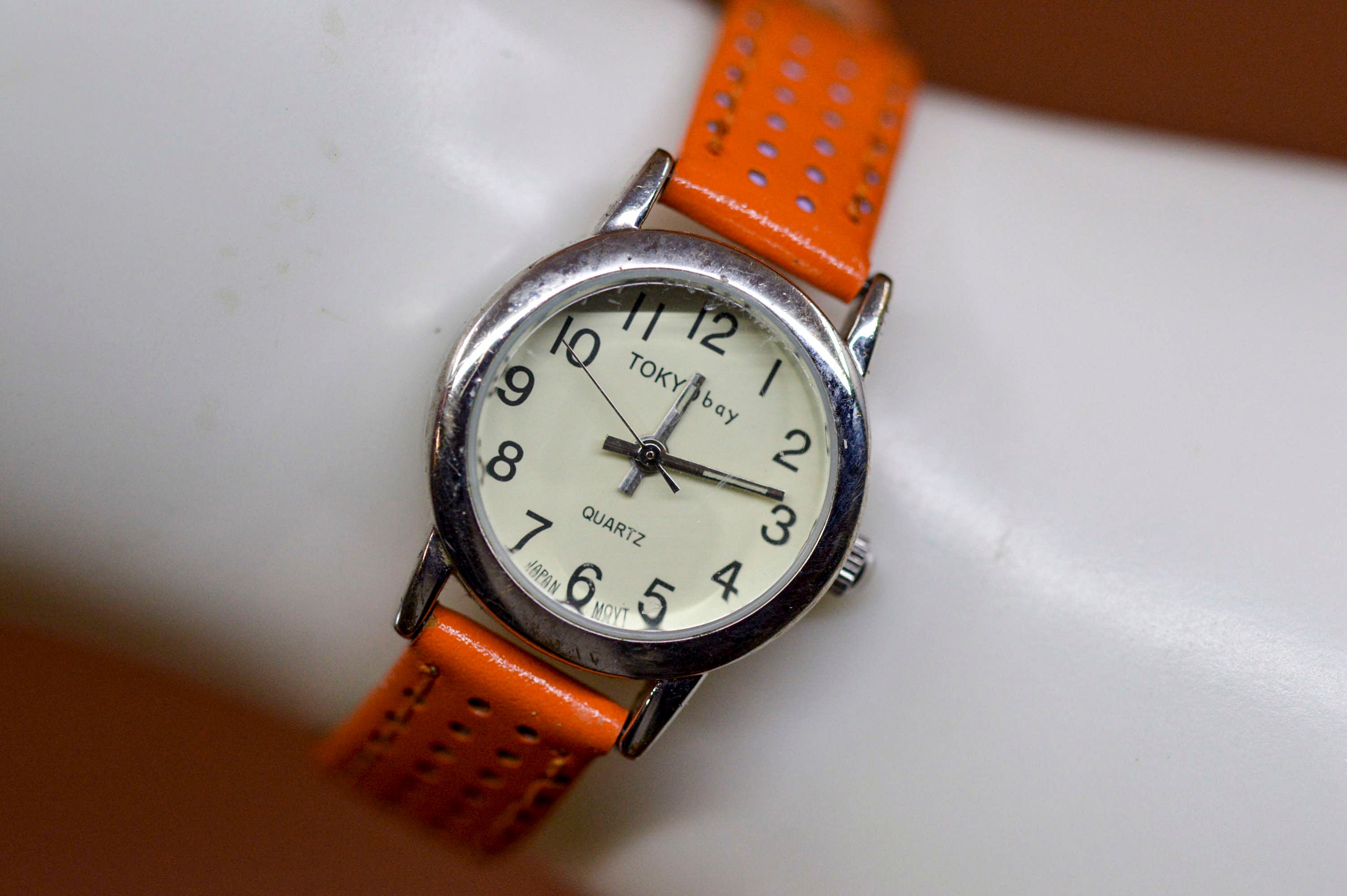 Tokyo Bay Silver and Orange Tone Womens Quartz Wrist Watch