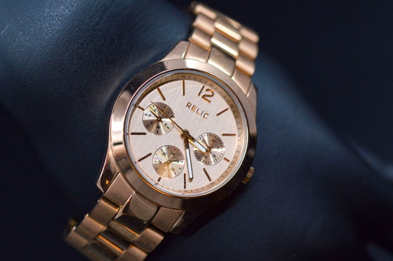 Relic Rose Gold Tone Womens Quartz Wrist Watch Etsy UK