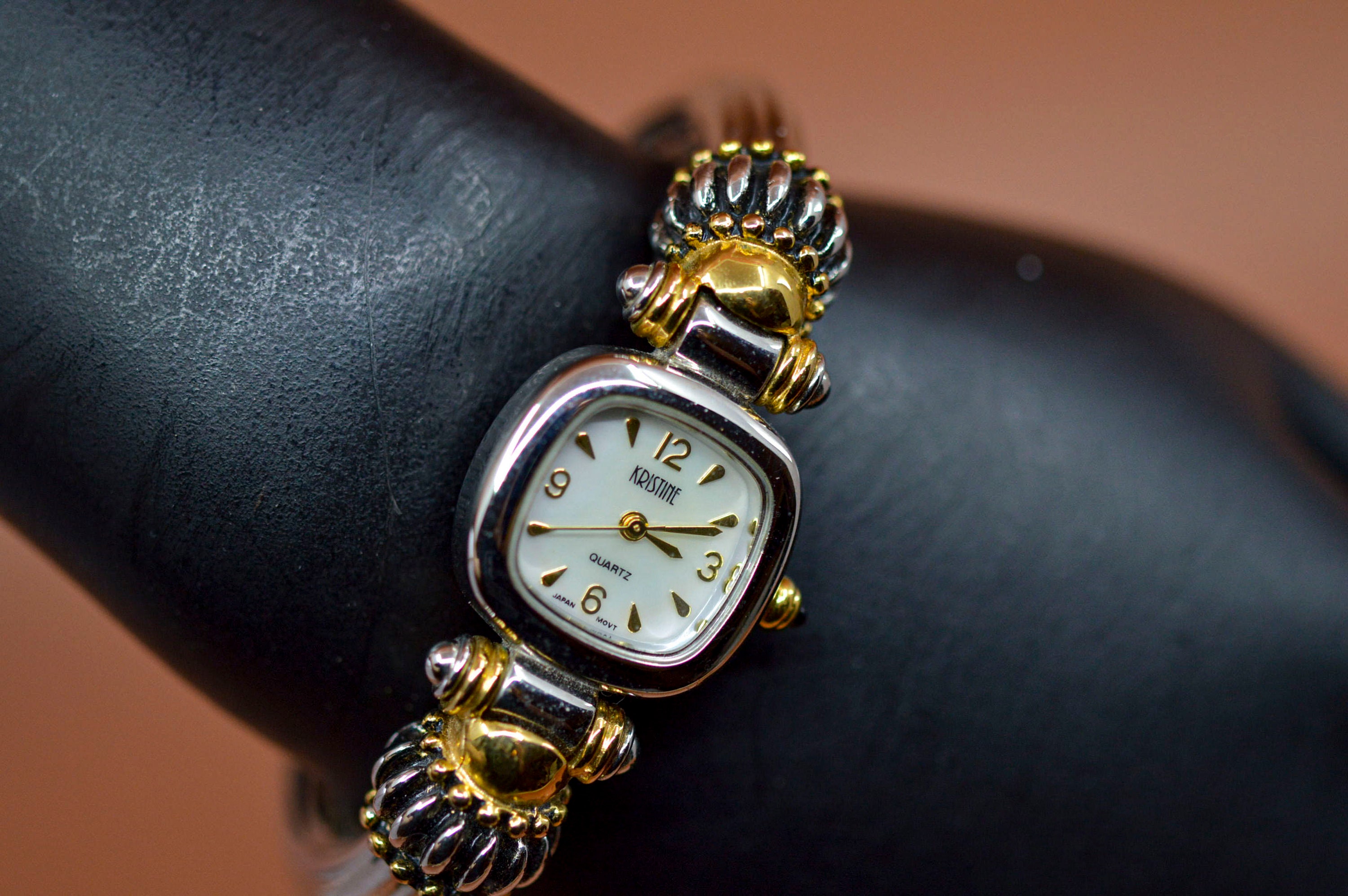 Kristine Silver and Gold Tone womens Fashion Cuff Watch Etsy