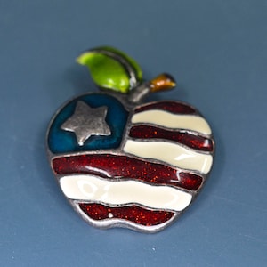 AJMC, red , white and blue , enamel, brooch