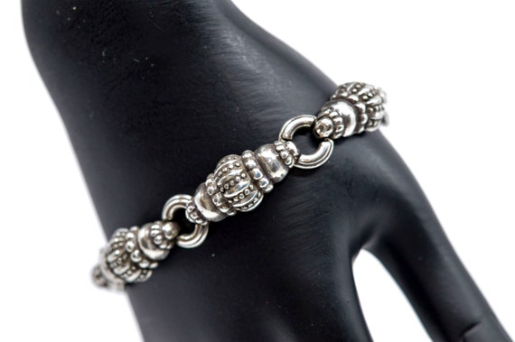 Silver tone , womens, mens. bracelet, marked "B" - image 2