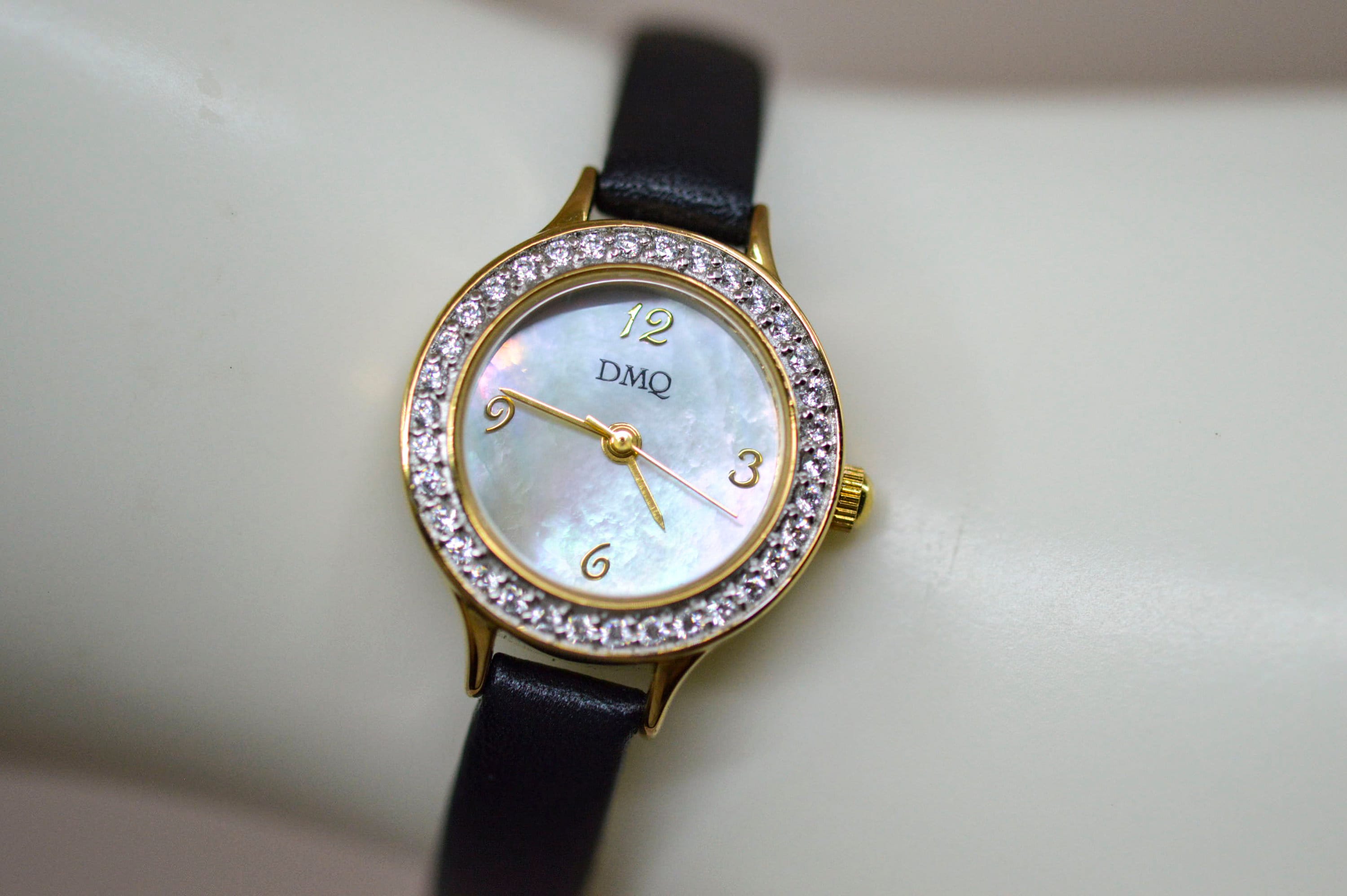 DMQ Gold Tone With Crystals Mop Dial Womens Fashion Wrist Watch Etsy Australia