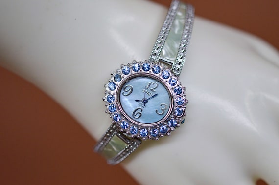 Spada , silver and blue tone with crystals, women… - image 1