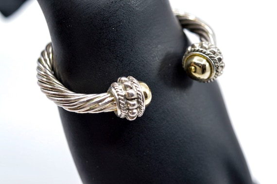 Silver and gold tone, womens, fashion cuff bracel… - image 1