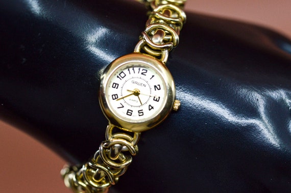Gruen Gold Tone Womens Watch on the Bracelet Etsy UK