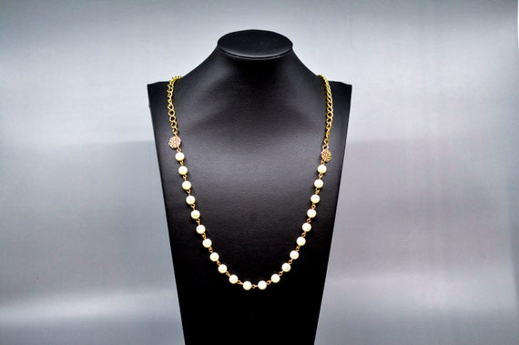 Gold tone with faux pearl beads, womens, long , f… - image 1