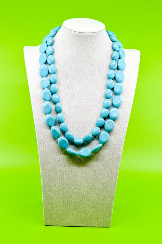 Blue tone, womens, fashion, beaded, plastic neckl… - image 2