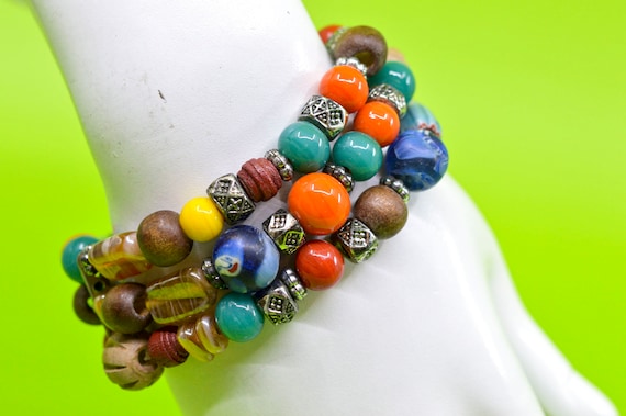 Multi color beads, womens, fashion ,stretch brace… - image 1