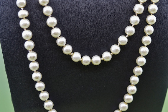 White tone, faux pearl beads, long, womens, neckl… - image 3