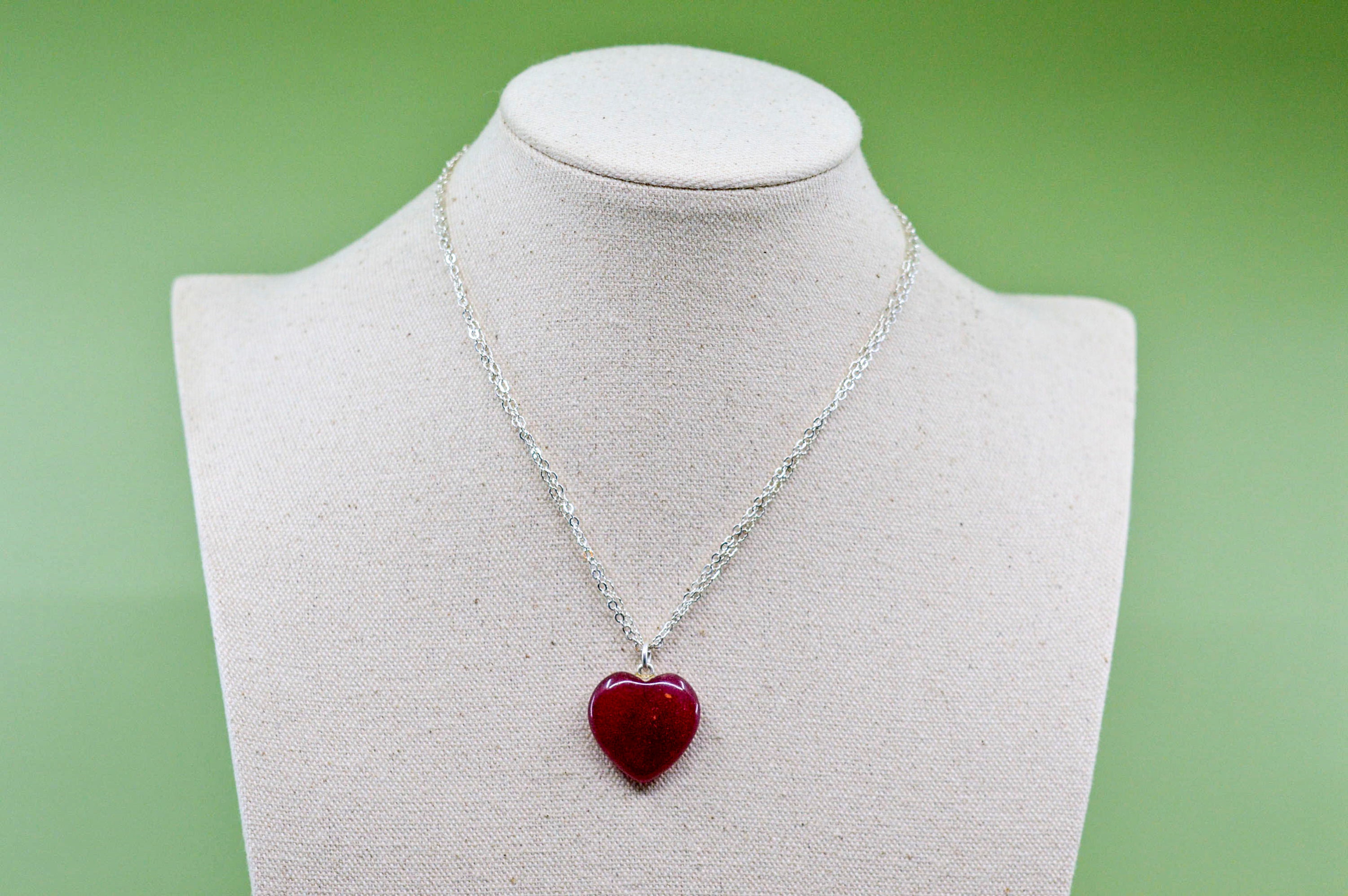 Silver Tone With Red, Heart, Pendant, Womens, Fashion