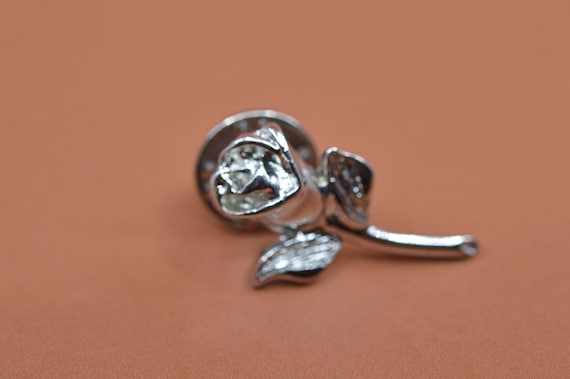 CTA , silver tone, rose , womens pin