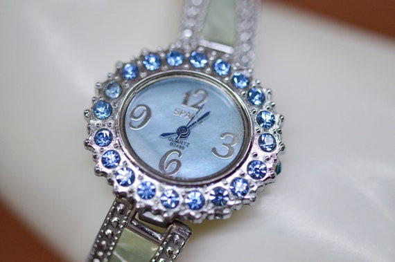 Spada , silver and blue tone with crystals, women… - image 3