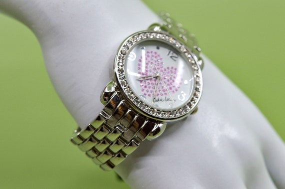 Silver and pink heart watch Advance Quartz WS50716W Pink and Silver heart Face Ladies  main image 2
