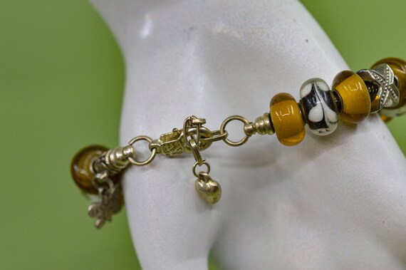 Yellow and silver tone, womens, beaded , charm br… - image 5