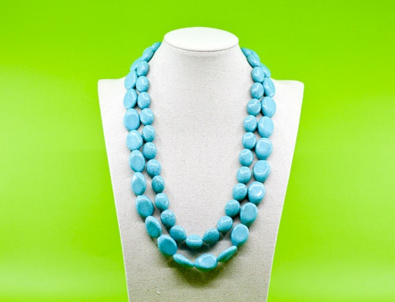 Blue tone, womens, fashion, beaded, plastic neckl… - image 1