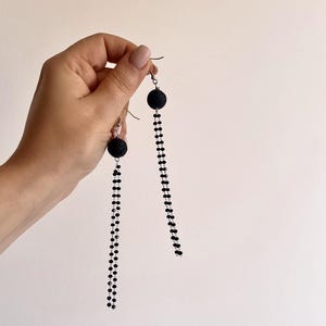 Handmade earrings with lava stone and sparkling crystal