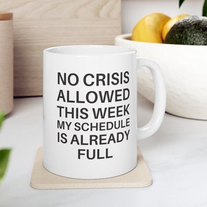 No Crisis Allowed This Week My Schedule is Already Full Mug, Funny Coworker Gifts, Work Coffee Cup, Boss Gifts, Funny Office Gifts