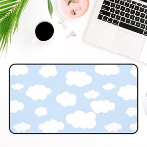 Blue Clouds and Sky Desk Mat, Blue Desk Mat, Aesthetic Desk Accessory, Cute Office Room, Trendy Desk, Desk Topper, Deskpad, Large Desk Mat