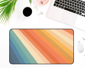 Retro Print Desk Mat Boho Desk Mat Keyboard Mat Desk Pad Aesthetic Desk Accessory Cute Workspace Desk Topper Trendy Office Girl Office