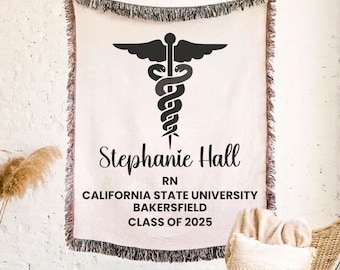 Nurse Graduation Gift Nurse Woven Blanket Nursing School Gift Nurse Gift for Rn Blanket for Nursing Student Gifts for Bsn Lpn Gifts Cna Dvm