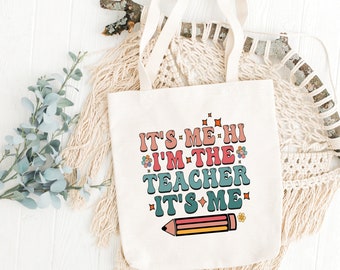 Retro Teacher Tote Bag Back to School Teacher Gift, Swiftie Teacher Bag, Its Me Hi I&#39;m the Teacher Its Me, First 2nd Grade Teacher Gifts