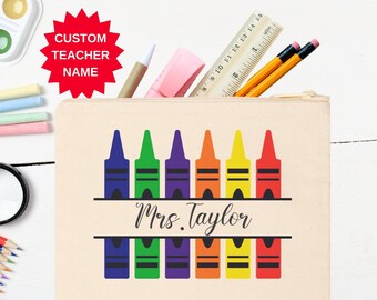 Personalized Teacher Gift, Art Teacher Gift, Art Teacher Bag, Teacher Appreciation Gift, Crayons Organizer Bag, Cosmetic Bag, Pencil Case