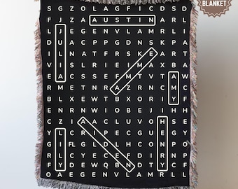 Grandma Blanket Personalized Grandparent Gift Blanket Throw With Grandkids Names Grandma Gift Christmas Grandmas Word Search Woven Blanket