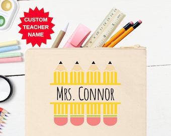 Personalized Teacher Pencil Case, Teacher Gift Bag, Teacher Appreciation Gift, Back To School Teacher Gifts, Teacher Accessory Pouch Gift