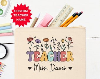 Personalized Teacher Gift, Teacher Survival Kit, Back To School Teacher Gift, Bag for Teacher, Teacher Appreciation Gift,Teacher Pencil Case