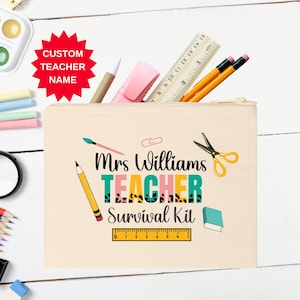 Personalized Teacher Survival Kit, Teacher Appreciation Gift, School Gift, Favorite Teacher Bag, Pencil Pouch, Back to School Teacher Gift