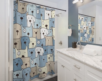 Dog Shower Curtain, Bathroom Accessories, Dog Lover Gift, Kids Bathroom Shower Curtain, Puppy Dog Lovers Gift, Dog Bath Décor