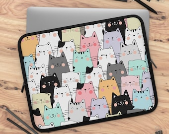 Cute Kawaii Cat Laptop Cover, Cat Laptop Sleeve, 15" 17" Laptop Case, MacBook Laptop Sleeve, Cute Laptop Sleeve, Cat Gift, Cat Mom Gift