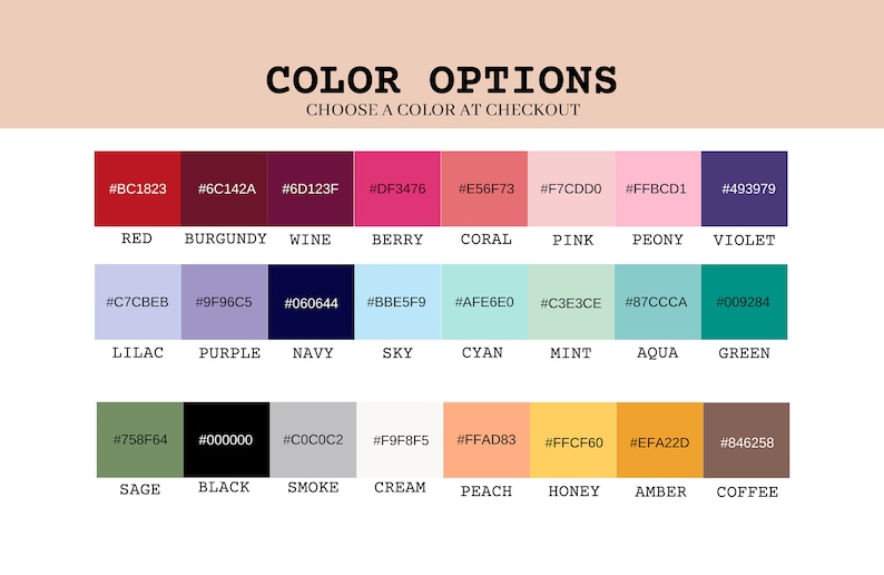 a color chart of different shades of colors