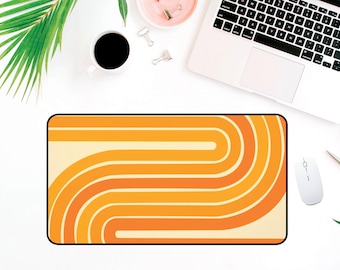 Retro Sunrise Desk Mat, Boho Desk Mat, Orange Desk Pad, Aesthetic Desk Accessory, Cute Workspace, Desk Topper, Trendy Office Workspace