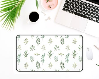 Leaves Deskmat, Cute Desk Mat, Tropical Desk Mat, Boho Mousepad, Home Office Gift, Large Deskpad, Desk Topper, Trendy Desk, Plant Lover Gift