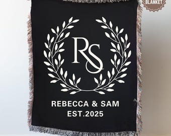 Personalized Wedding Blanket Cotton Anniversary Blankets for Newlyweds Wedding Throw Unique Wedding Gift Woven Blanket Mr Mrs Couple Blanket