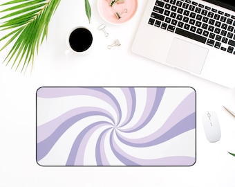 Retro Spiral Desk Mat, Boho Desk Mat, Purple Desk Pad, Aesthetic Desk Accessory, Cute Workspace, Desk Topper, Trendy Office, Girl Office