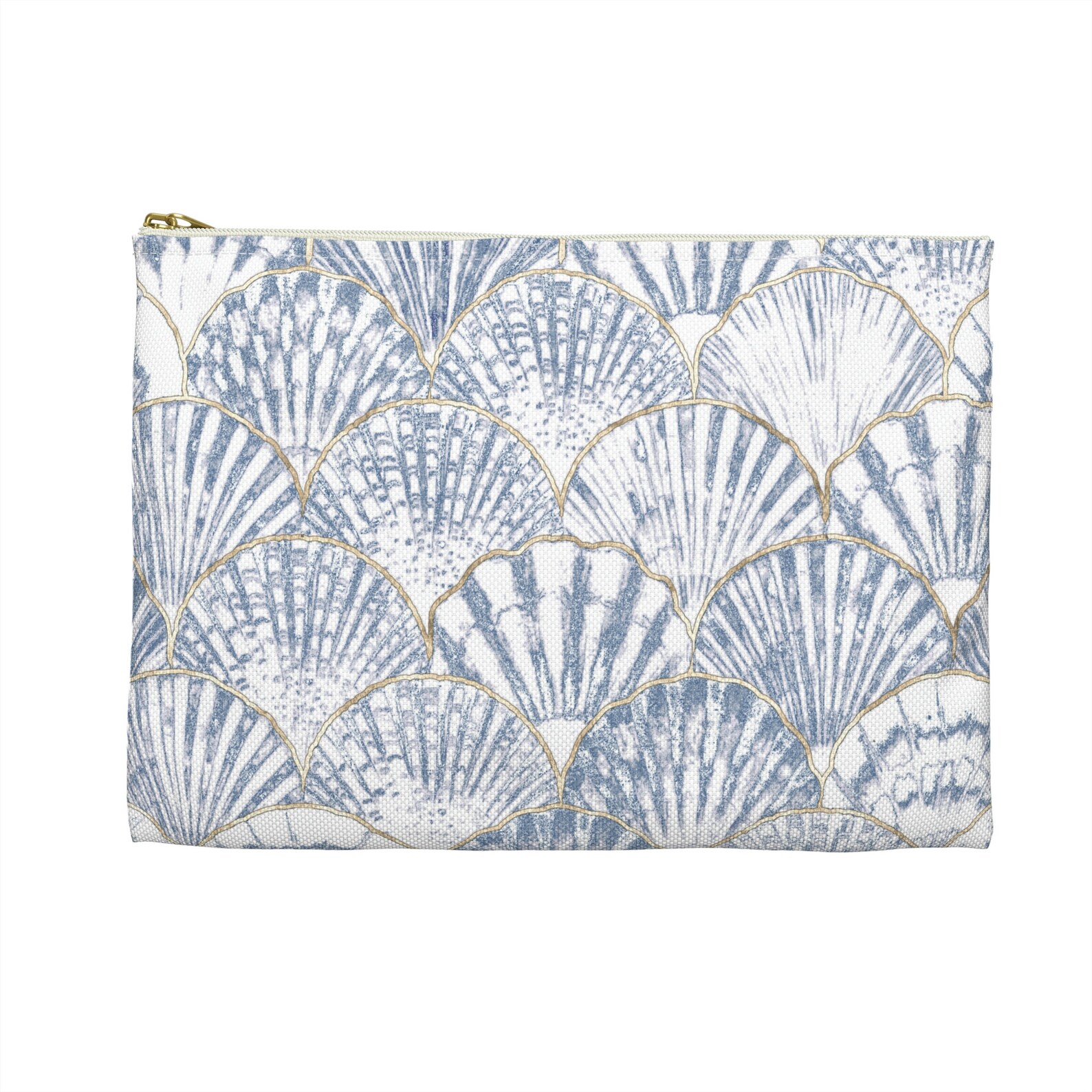 Blue Coastal Floral Print Waterproof Makeup Pouch Bag main image 0