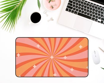 Retro Desk Mat, Boho Desk Mat, Retro Desk Pad, Aesthetic Desk Accessory, Cute Workspace, Desk Topper, Trendy Workspace, Coworker Gift