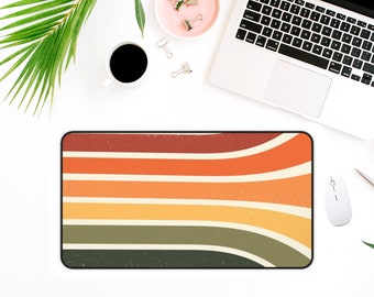 Retro Sun Rays Desk Mat, Boho Desk Mat, Multicolor Desk Pad, Aesthetic Desk Accessory,Cute Workspace, Desk Topper, Trendy Office, Laptop Mat