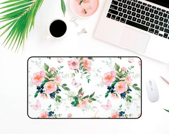 Pink Floral Desk Mat Cute Deskmat Aesthetic Floral Keyboard Mat Deskpad Workspace Desk Pad Office Gift For Her Large Mousepad Desk Topper