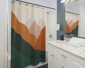 Abstract Mountains Shower Curtain, Boho Shower Curtain, Mid Century Modern Shower Curtain, Nature Lover, Abstract Shower Curtain, Boho  Art