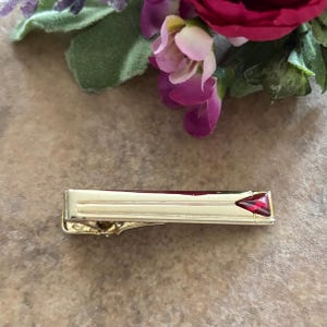 Vintage Gold Tone & Red Tie Bar, Men’s Jewelry