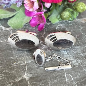 Vintage Swank Silver Tone Cuff Links & Tie Tack, Men’s Jewelry